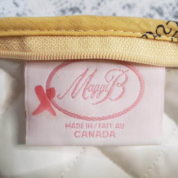 Vintage Maggi B Yellow Quilted Floral Toiletry Makeup Bag Made in Canada - Picture 2 of 16